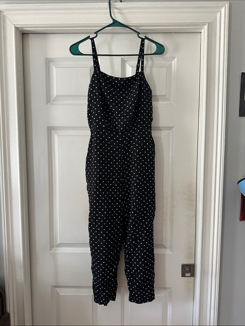 H&M Black and White Polka Dot Jumpsuit with Spaghetti Straps